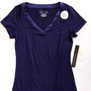 NWT ALFANI  XS Navy Blue Super‎ Soft Stretch Modal Sleepwear Pajama Top